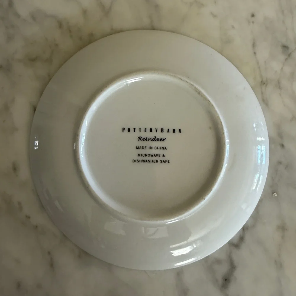 Pottery Barn Prancer Reindeer appetizer dessert plate 7 inch